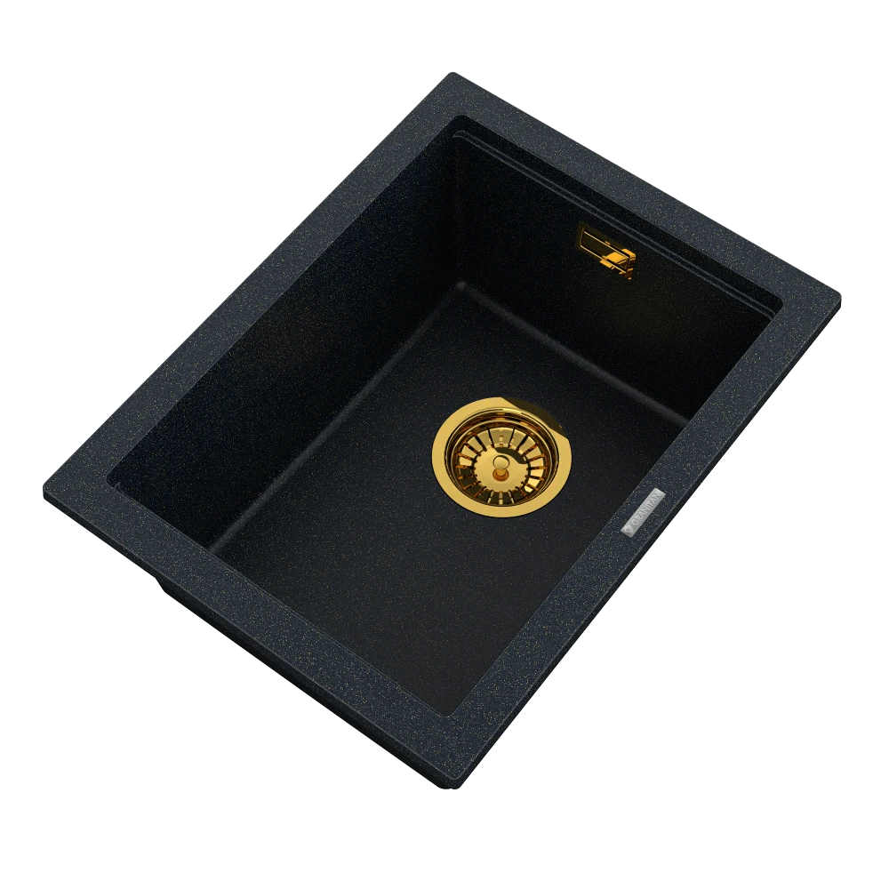 Zlewozmywak granitowy wąski złote drobinki TUGA38 Gold Granitan