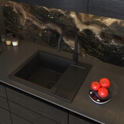 Pyramis zlew granitowy MIDO 62x50 BLACK EDITION zlew / bateria / syfon + gratis