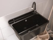 Zlew gospodarczy roboczy Large z syfonem - Czarny Granitan – aranżacja / widok z boku