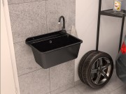 Zlew gospodarczy roboczy Large z syfonem - Czarny Granitan – zdjęcie 5