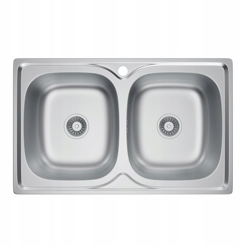 ZLEW STALOWY DWUKOMOROWY CHROM DECOR 80x50 ZLEWOZMYWAK SYFON Granitan – archiwalne 1