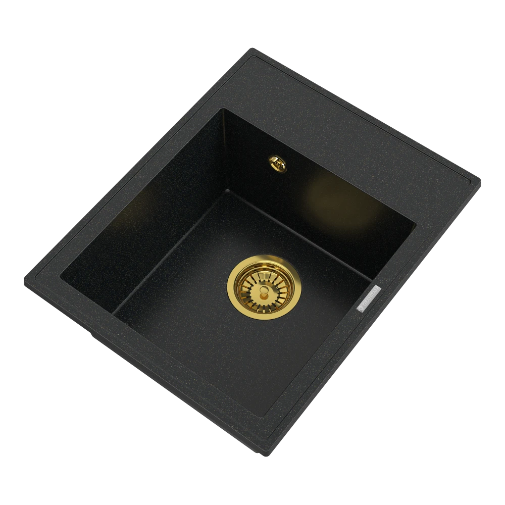 ZLEWOZMYWAK GRANITOWY CZARNY GOLD ZESTAW NERO