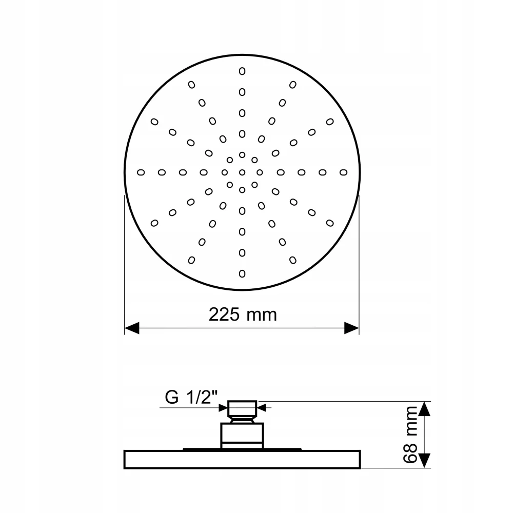 Deszczownica natryskowa prysznicowa CHROM okrągła do łazienki O-225 mm Granitan – zdjęcie 5