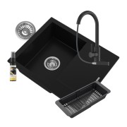 ZLEWOZMYWAK granitowy czarny jednokomorowy BELLO Zlew bateria syfon chrom Granitan – archiwalne 1