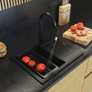 ZLEWOZMYWAK granitowy czarny jednokomorowy BELLO Zlew Syfon chrom Granitan – archiwalne 5