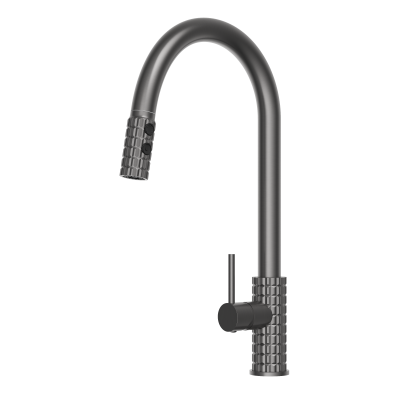 Bateria kuchenna z wyciąganą wylewką kran SNAKE PRO gun grey stojący do kuchni