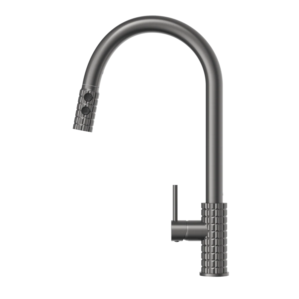 Bateria kuchenna z wyciąganą wylewką kran SNAKE PRO gun grey stojący do kuchni Granitan – archiwalne 4