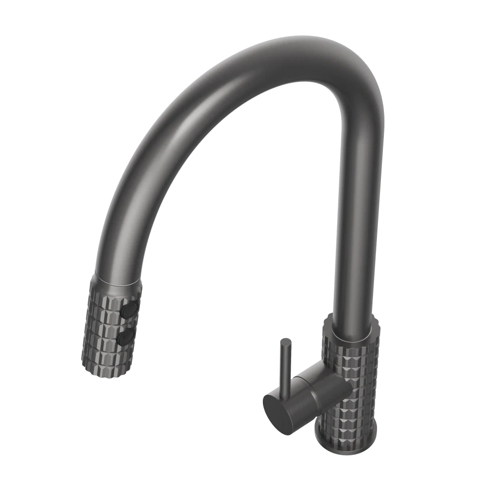 Bateria kuchenna z wyciąganą wylewką kran SNAKE PRO gun grey stojący do kuchni Granitan – archiwalne 6