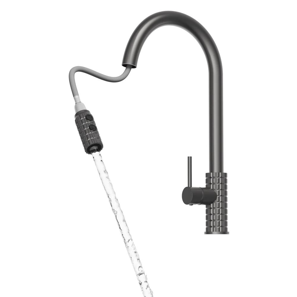 Bateria kuchenna z wyciąganą wylewką kran SNAKE PRO gun grey stojący do kuchni Granitan – archiwalne 8