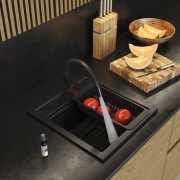 Zlew granitowy kuchenny jednokomorowy STONE M ZESTAW bateria syfon koszyk Granitan – archiwalne 3