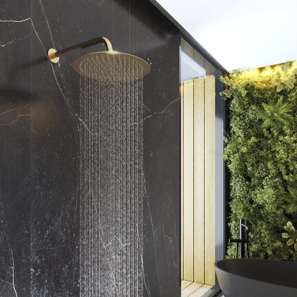 Deszczownica natryskowa prysznicowa okrągła brush gold SLIM do kabin 30 cm Granitan – archiwalne 2