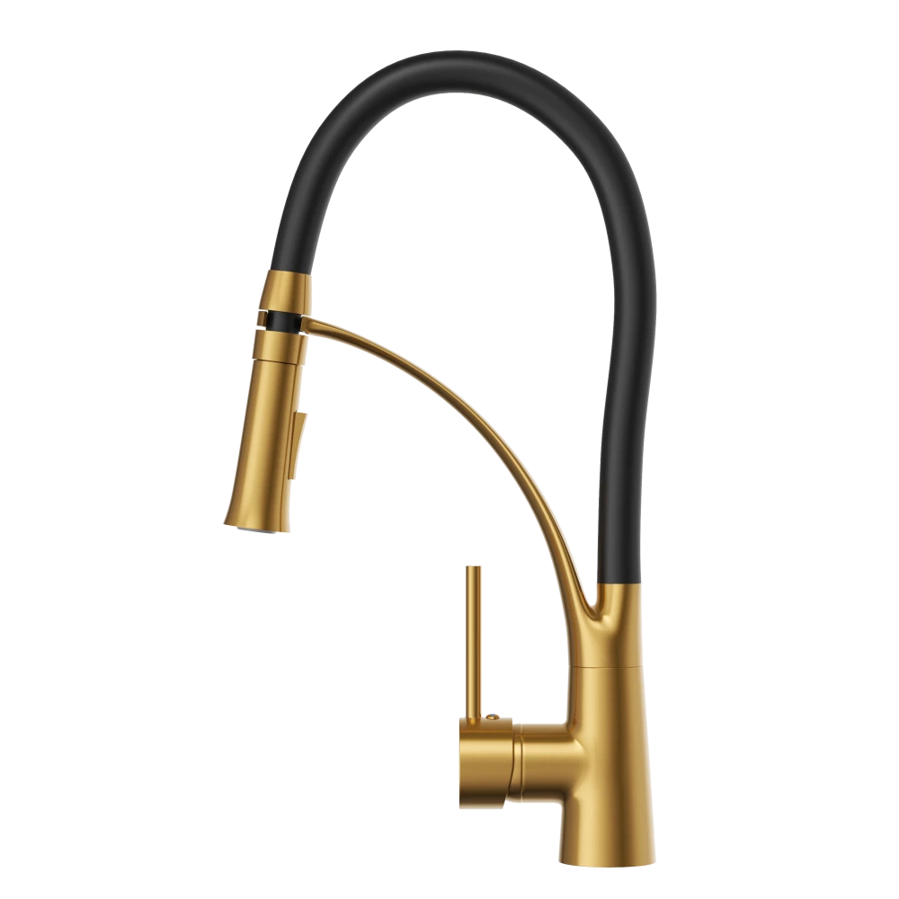 Bateria kuchenna NEXO elastyczna wylewka kran BRUSHED GOLD stojący Granitan – archiwalne 3