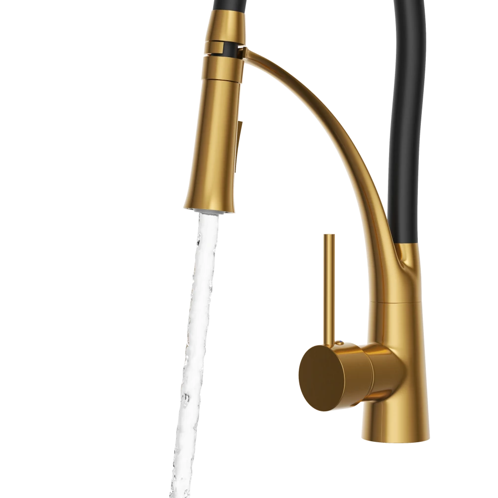 Bateria kuchenna NEXO elastyczna wylewka kran BRUSHED GOLD stojący Granitan – archiwalne 6