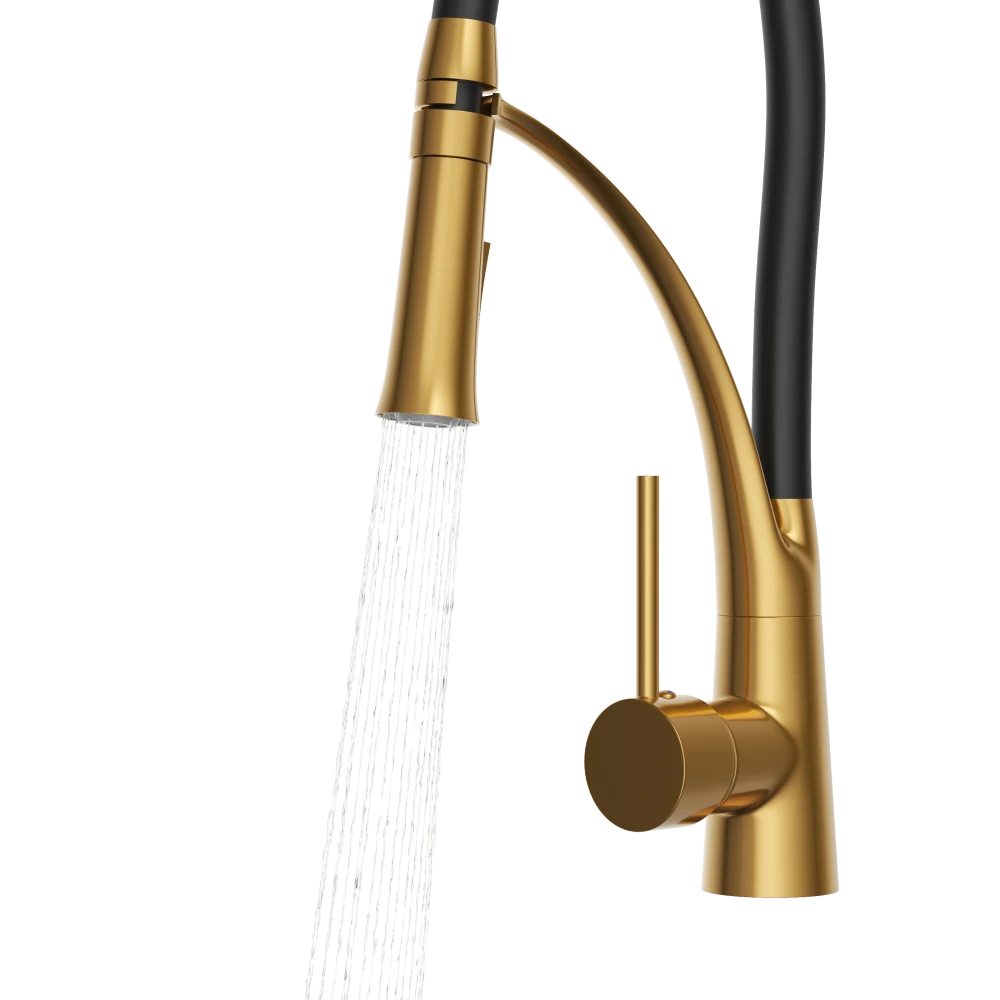 Bateria kuchenna NEXO elastyczna wylewka kran BRUSHED GOLD stojący Granitan – archiwalne 7
