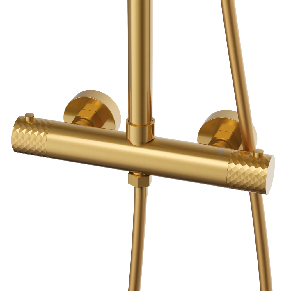 Zestaw natryskowy termostatyczny prysznicowy z deszczownicą GLAMI BRUSHED GOLD Granitan – archiwalne 5