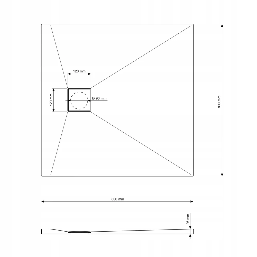 BRODZIK PRYSZNICOWY KWADRATOWY 80 x 80 CM BIAŁY SMC KOMPOZYT TEJA Granitan – archiwalne 5