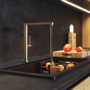 Bateria kuchenna złota szczotkowana wylewka kran kuchenny stojący VELMO Granitan – archiwalne 2