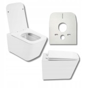 MISKA WC PODWIESZANA TOALETOWA RIMLESS BEZKOŁNIERZOWA DESKA BIAŁA LUNO 302 Granitan – archiwalne 1