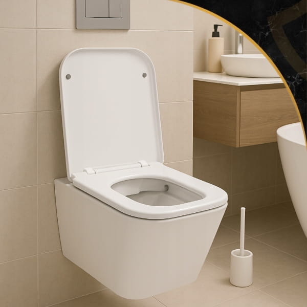 MISKA WC PODWIESZANA TOALETOWA RIMLESS BEZKOŁNIERZOWA DESKA BIAŁA LUNO 302 Granitan – archiwalne 6