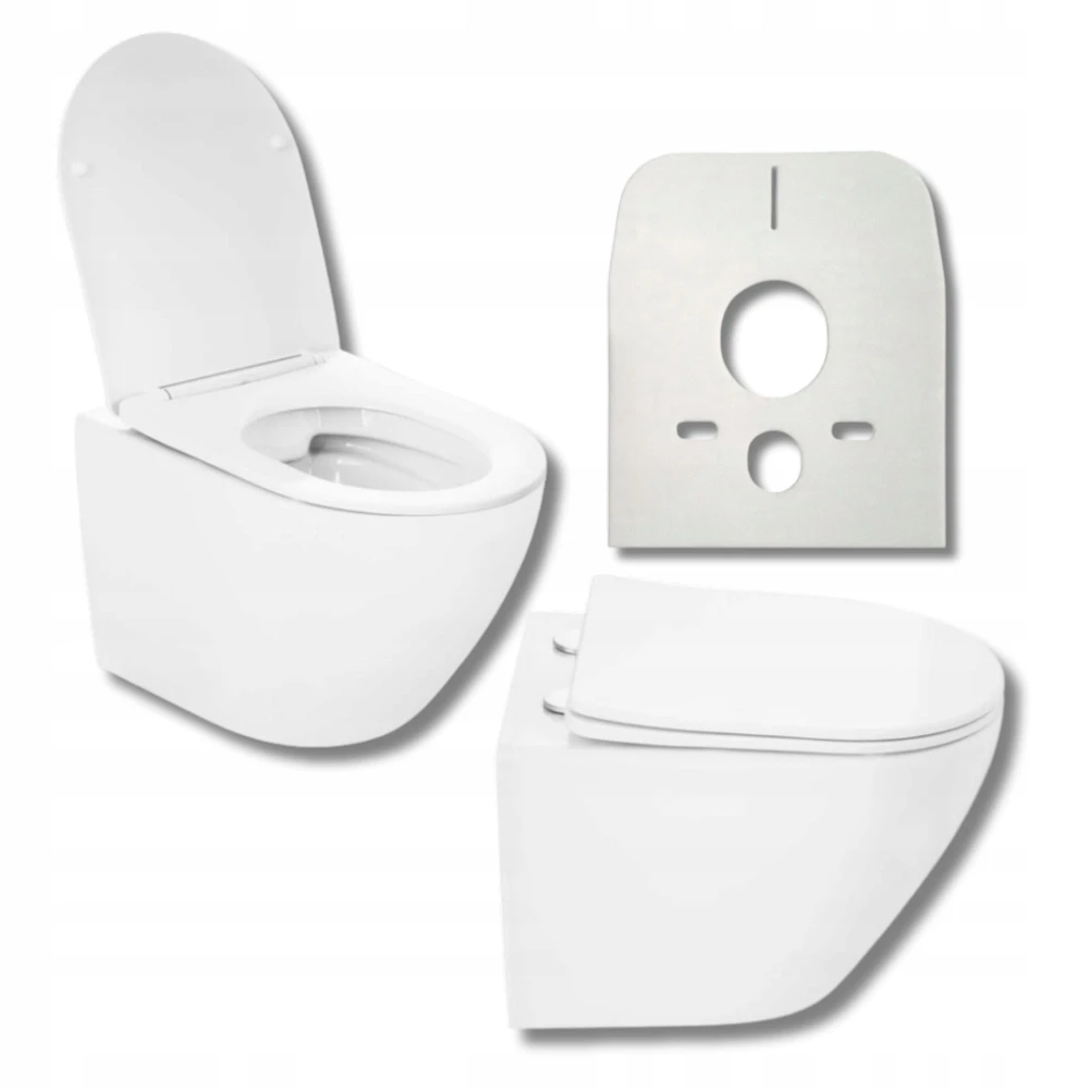 MISKA WC PODWIESZANA TOALETOWA RIMLESS BEZKOŁNIERZOWA DESKA BIAŁA OVI 303 Granitan