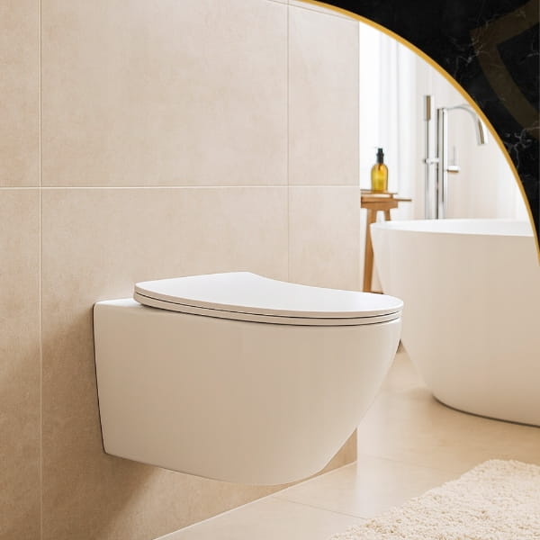 MISKA WC PODWIESZANA TOALETOWA RIMLESS BEZKOŁNIERZOWA DESKA BIAŁA OVI 303 Granitan – zdjęcie 5