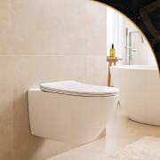 MISKA WC PODWIESZANA TOALETOWA RIMLESS BEZKOŁNIERZOWA DESKA BIAŁA OVI 303 Granitan – zdjęcie 5