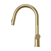 Bateria kuchenna chromowa wysoka z wyciąganą wylewką obrotowa Naya brushed gold Granitan – archiwalne 5