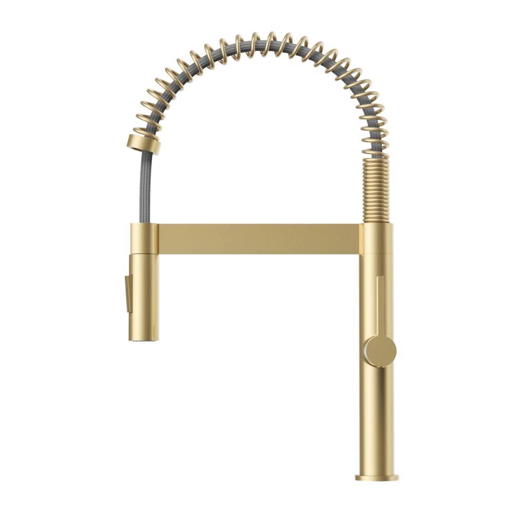 Bateria kuchenna spiralna wyciągana wylewka wysoka brushed gold kran Elara Granitan – archiwalne 1