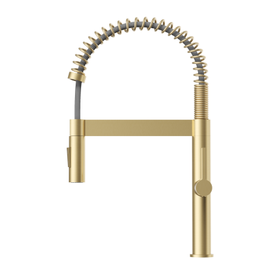 Bateria kuchenna spiralna wyciągana wylewka wysoka brushed gold kran Elara