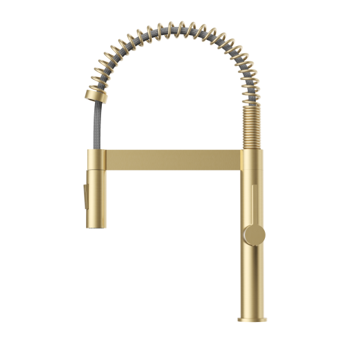 Bateria kuchenna spiralna wyciągana wylewka wysoka brushed gold kran Elara Granitan – archiwalne 1
