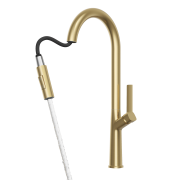 Bateria kuchenna do zlewu wysoka Ellis brushed gold Granitan – archiwalne 4