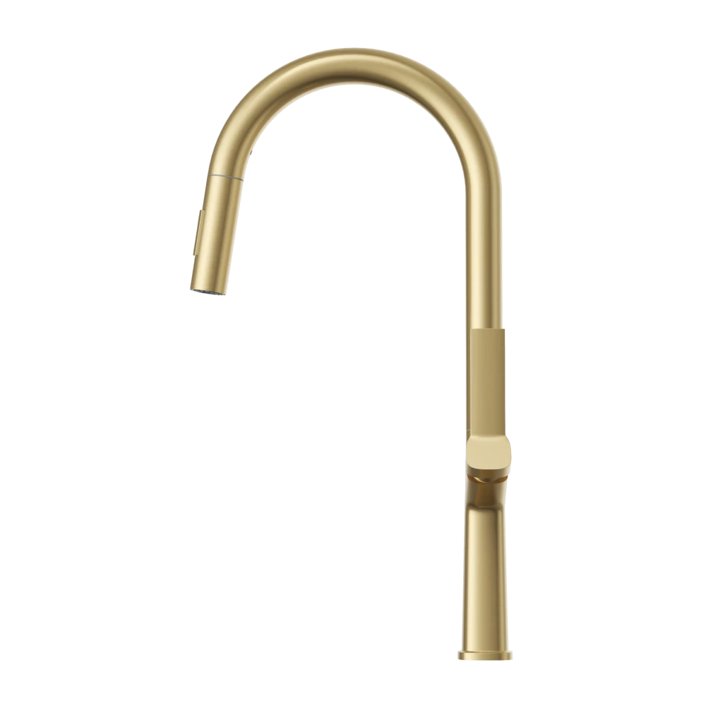 Bateria kuchenna do zlewu wysoka Ellis brushed gold Granitan – archiwalne 6