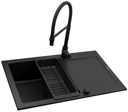 PYRAMIS Zlew. MIDO (79x50) 1B 1D Black Edition + Bateria SERINA Granitan – archiwalne 1