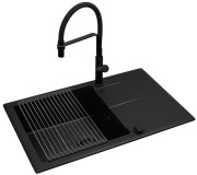 Zlew. KEROS (76x48) 1B 1D Black Edition + Bateria FLEXOS Granitan – archiwalne 2