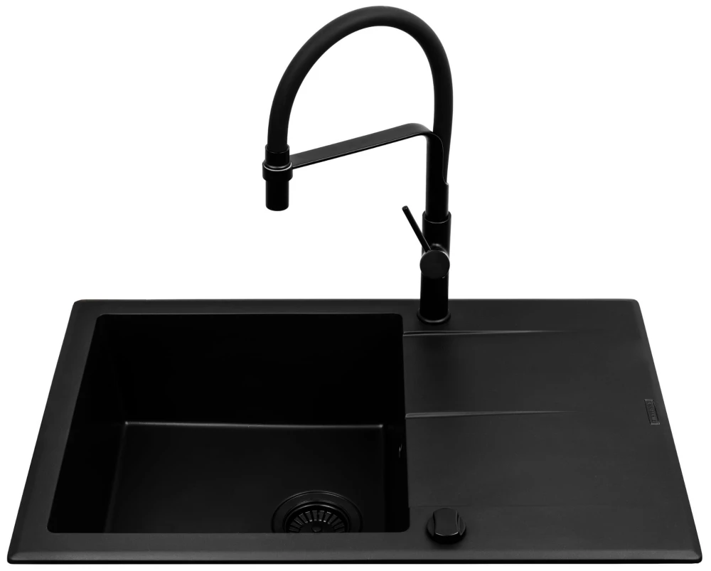 Zlew. KEROS (76x48) 1B 1D Black Edition + Bateria FLEXOS Granitan – archiwalne 4