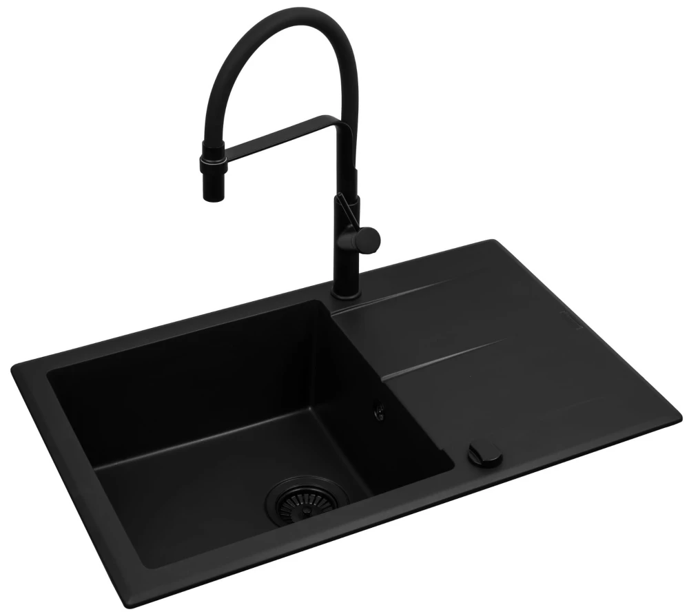 Zlew. KEROS (76x48) 1B 1D Black Edition + Bateria FLEXOS Granitan – archiwalne 5