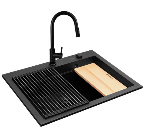 Zlew SIROS (67x51,5) 1B Black Edition + Bateria IDEA Black Edition Granitan – archiwalne 1