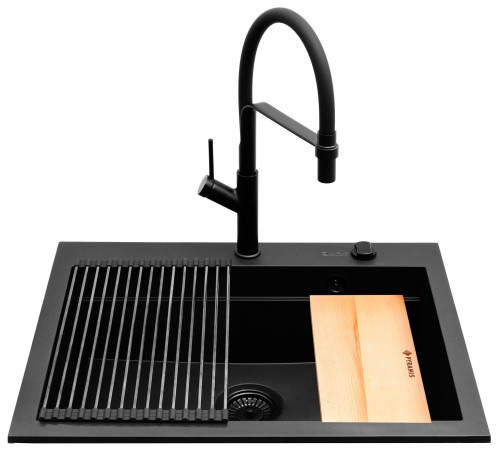 Zlew SIROS (67x51,5) 1B Black Edition + Bateria FLEXOS Granitan – archiwalne 1