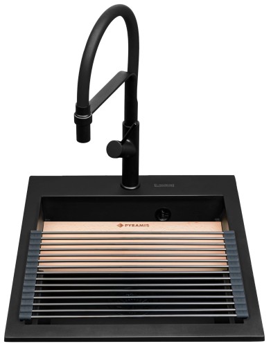 Zlew. SIROS (47x51,5) 1B Black Edition + Bateria FLEXOS Granitan – archiwalne 1