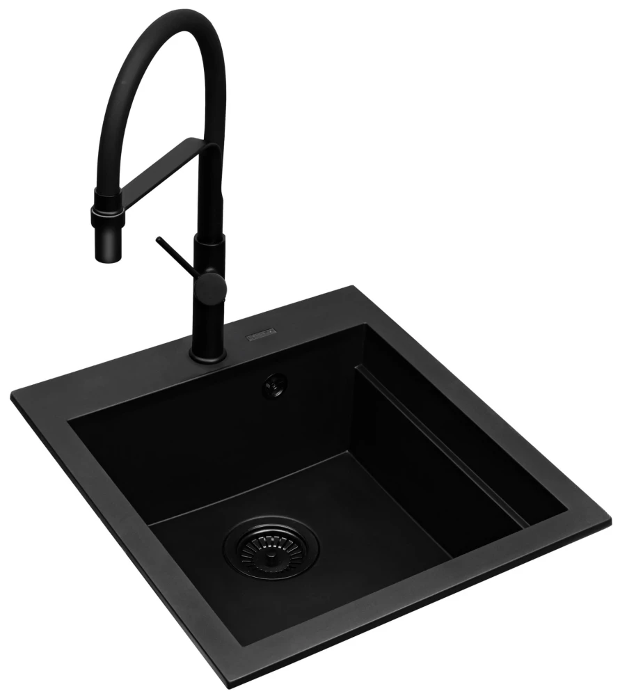 Zlew. SIROS (47x51,5) 1B Black Edition + Bateria FLEXOS Granitan – archiwalne 5