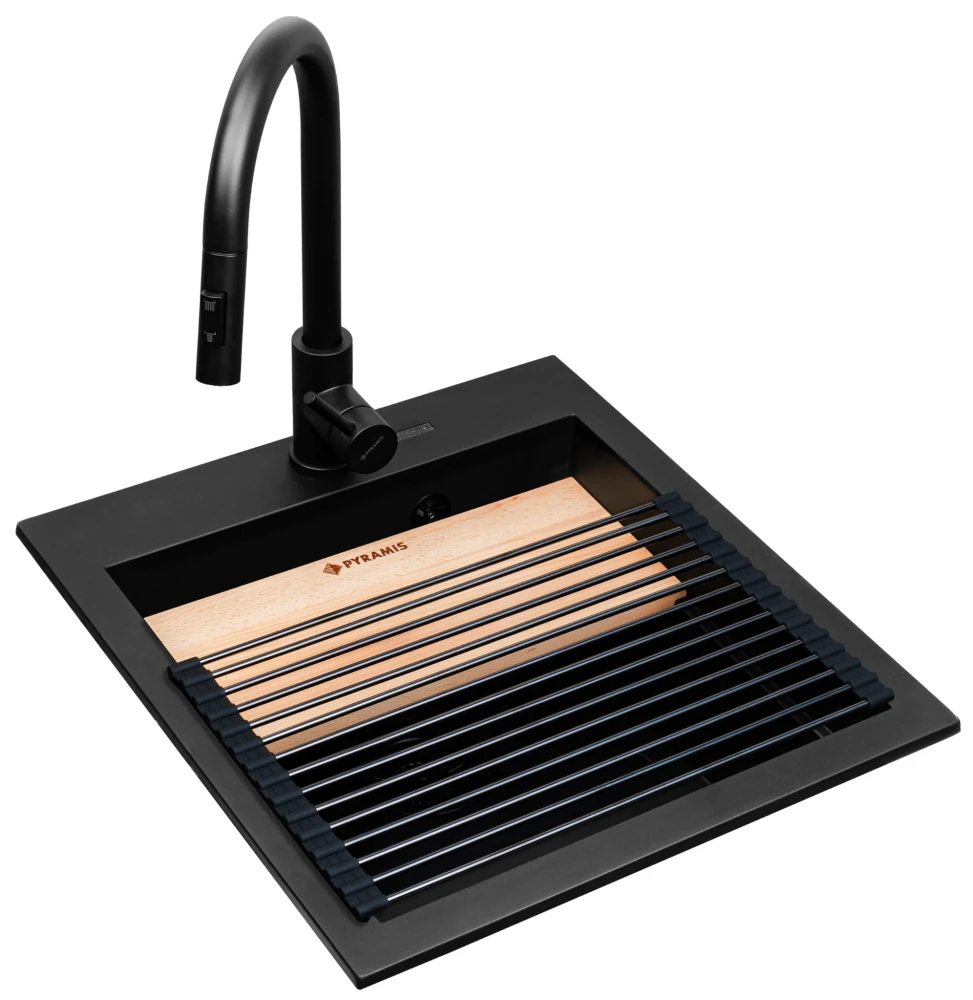 Zlew SIROS (47x51,5) 1B Black Edition + Bateria FLEXOS Granitan – archiwalne 6