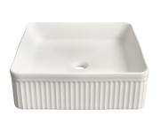 Umywalka nablatowa ceramiczna zlew VIORA biała ryflowana kwadratowa 40.5 cm Granitan – archiwalne 1