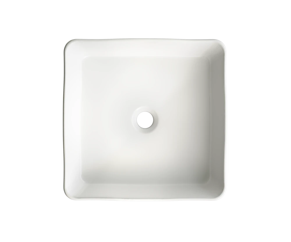 Umywalka nablatowa ceramiczna zlew VIORA biała ryflowana kwadratowa 40.5 cm Granitan – archiwalne 3