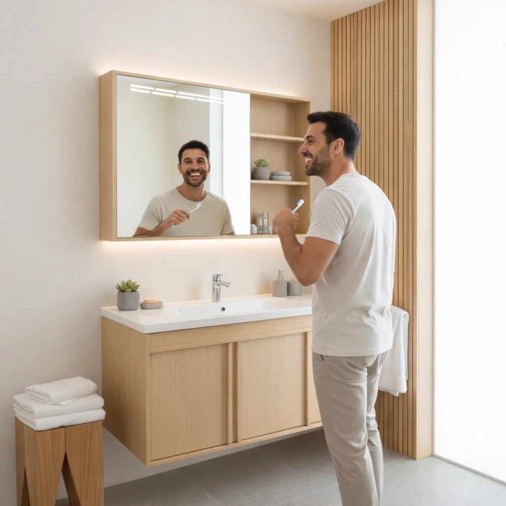 Szafka łazienkowa zestaw umywalka lustro wisząca nowoczesna lucy light 100x47 premium Granitan – archiwalne 3