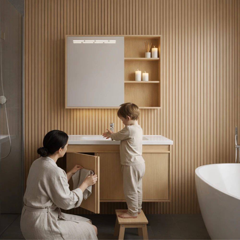 Szafka łazienkowa zestaw umywalka lustro wisząca nowoczesna lucy light 100x47 premium Granitan – archiwalne 4
