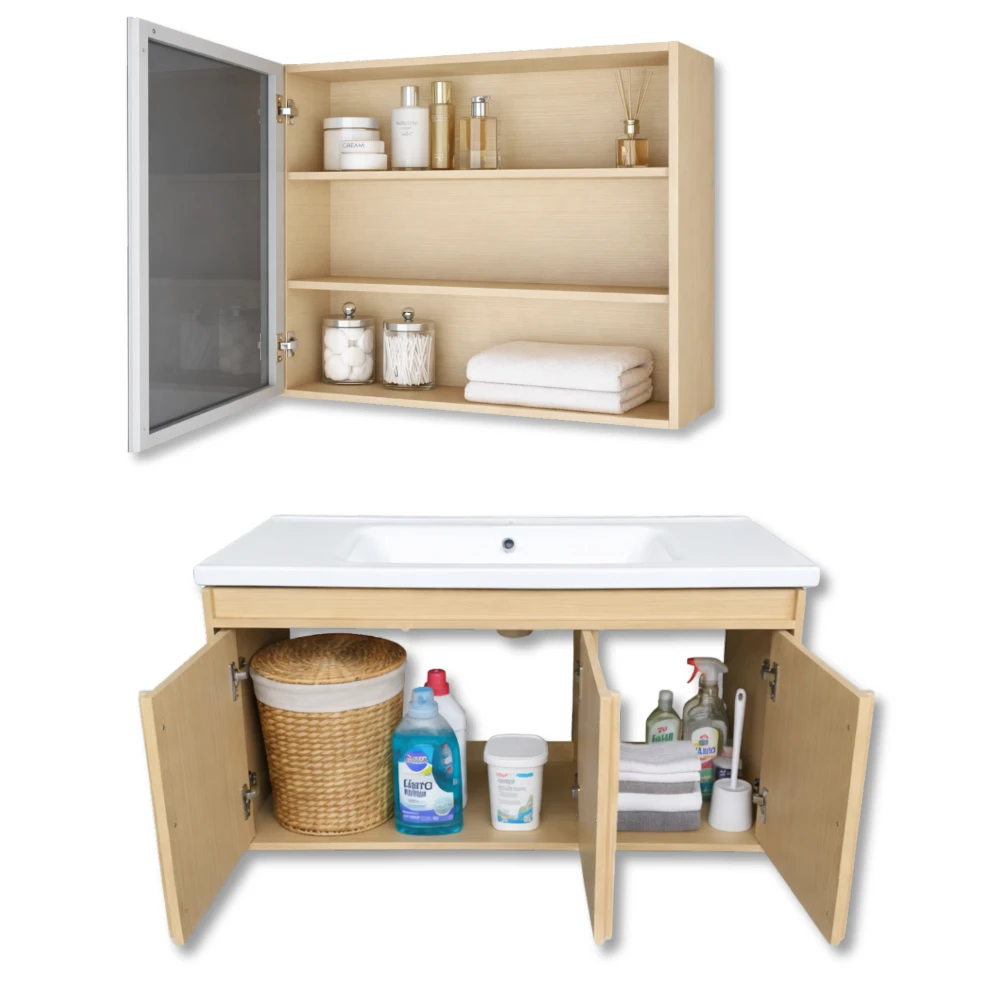 Szafka łazienkowa zestaw umywalka lustro wisząca nowoczesna lucy light 100x47 premium Granitan – archiwalne 5