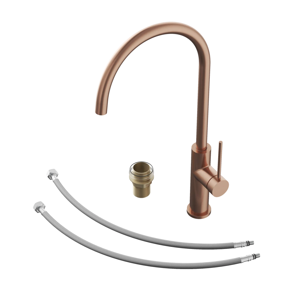 Bateria kuchenna Kran rose gold Wylewka Obrotowa Stojąca Prestige SLIM Premium Granitan – archiwalne 3