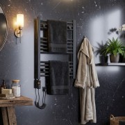 Grzałka elektryczna 300W COMFORT czarna z termostatem LED Granitan – elementy zestawu i akcesoria
