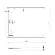 Rysunek techniczny i wymiary: BRODZIK PRYSZNICOWY PROSTOKĄTNY 100 x 80 CM BIAŁY VIVA Granitan