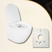MISKA WC PODWIESZANA TOALETOWA RIMLESS BEZKOŁNIERZOWA DESKA BIAŁA OVI 303 Granitan – zdjęcie 7
